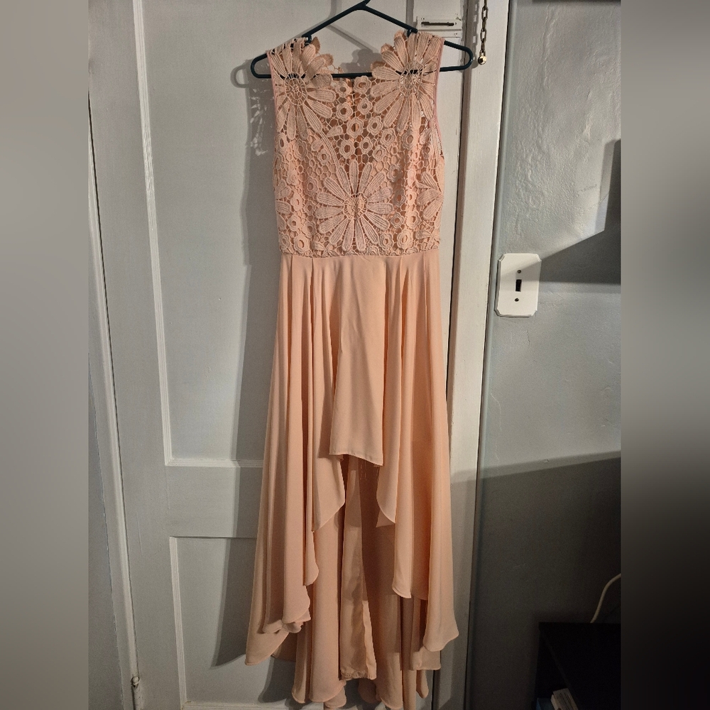 YOINS Peach Lace Detail Dress